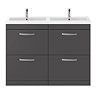 Brooklyn 1205mm Gloss Grey Double Basin 4 Drawer Vanity Unit  Standard Large Image
