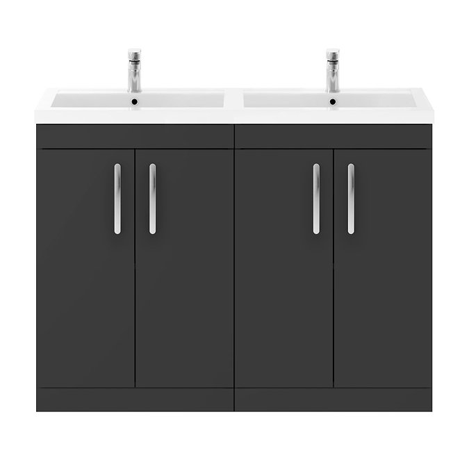 Brooklyn 1205mm Gloss Grey Double Basin Vanity Unit Profile Large Image