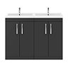 Brooklyn 1205mm Gloss Grey Double Basin Vanity Unit  Profile Large Image