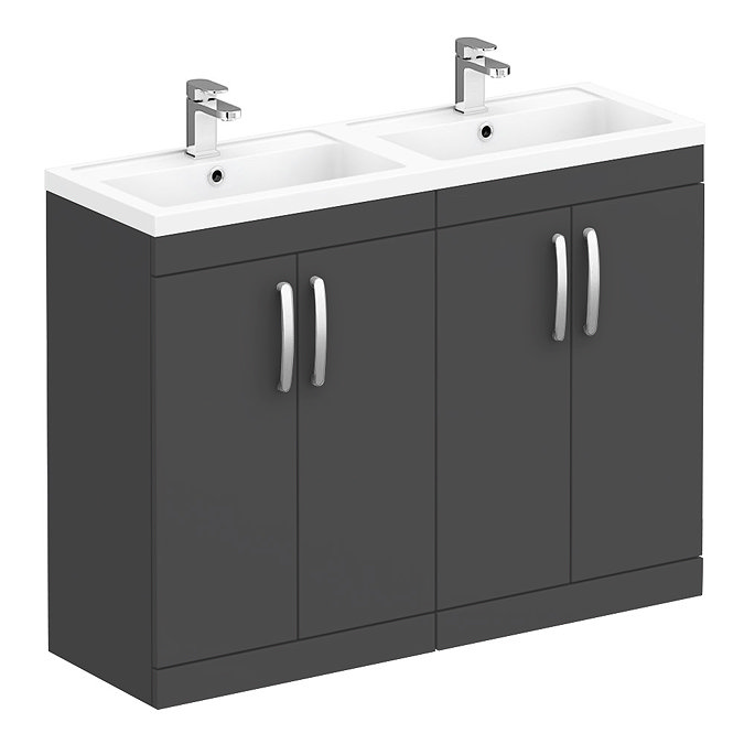 Brooklyn 1205mm Gloss Grey Double Basin Vanity Unit Large Image