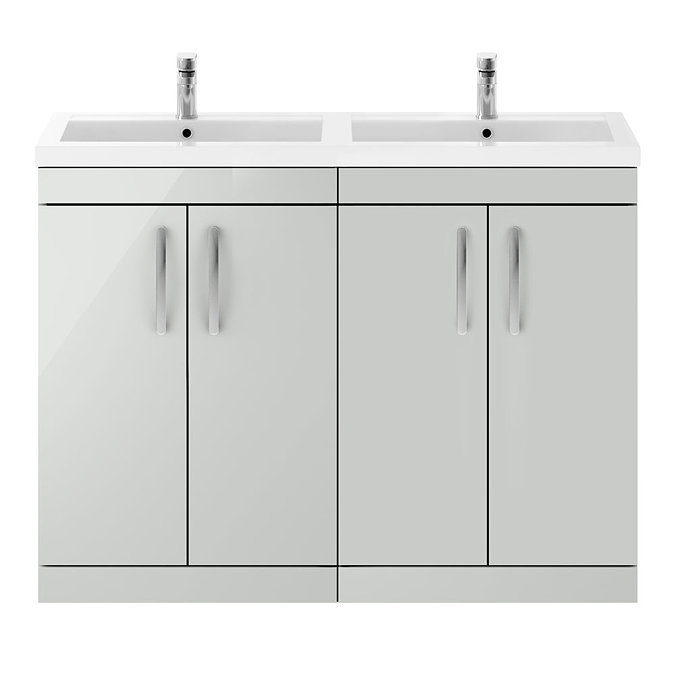 Brooklyn 1205mm Grey Mist Double Basin 4 Door Vanity Unit Standard Large Image