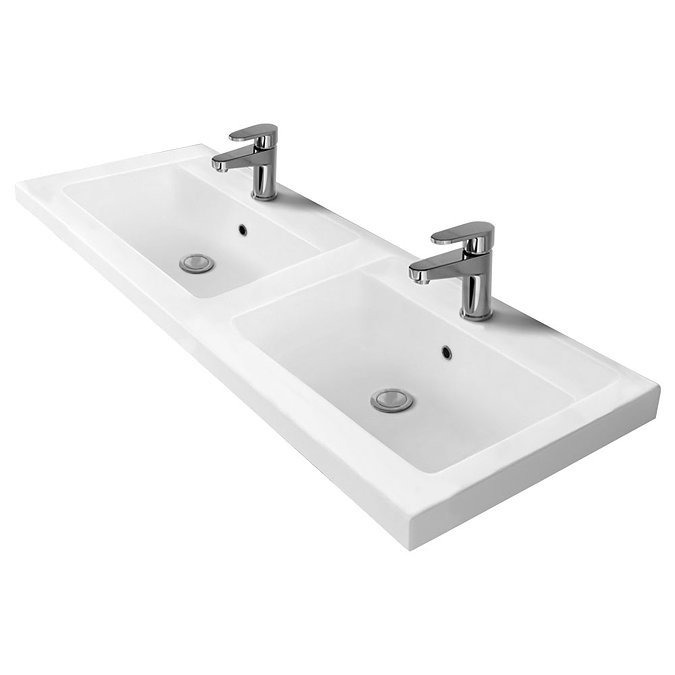 Brooklyn 1205mm Gloss Grey Mist Double Basin 4 Door Vanity Unit  Profile Large Image