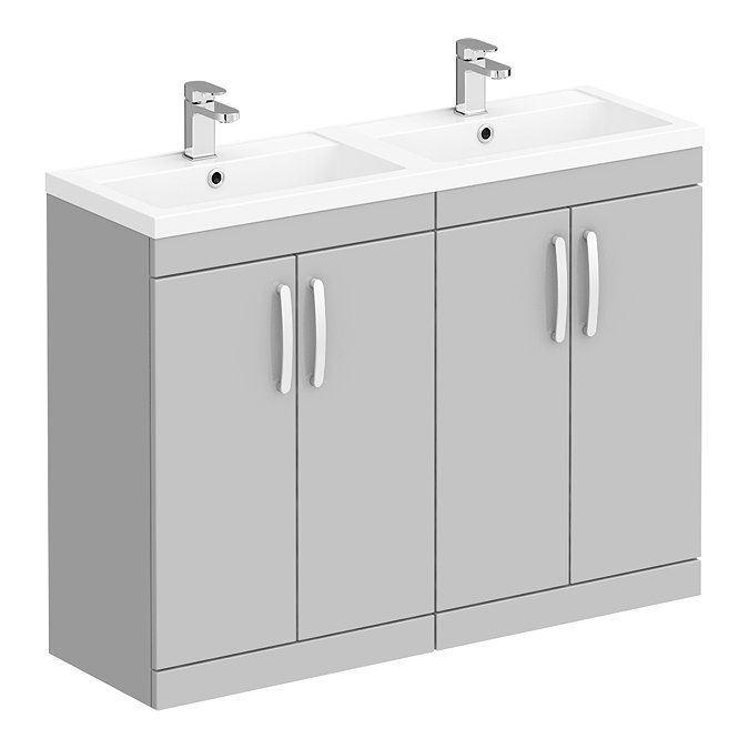 Brooklyn 1205mm Grey Mist Double Basin 4 Door Vanity Unit Large Image