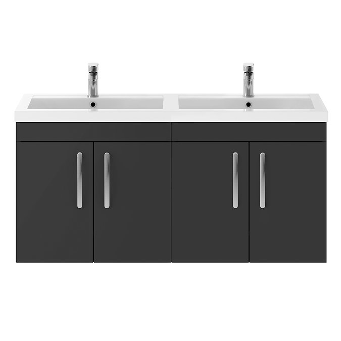 Brooklyn 1205mm Gloss Grey Wall Hung 4 Door Double Basin Vanity Unit Standard Large Image