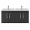 Brooklyn 1205mm Gloss Grey Wall Hung 4 Door Double Basin Vanity Unit Standard Large Image