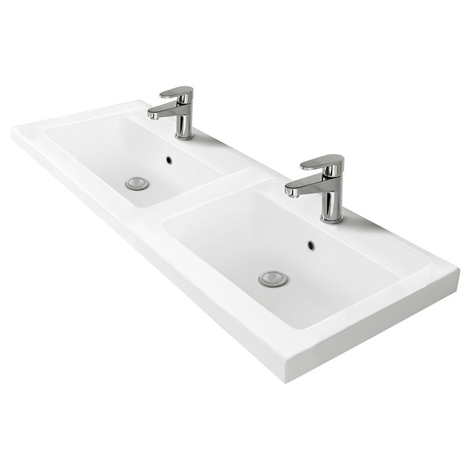 Brooklyn 1205mm Gloss Grey Wall Hung 2 Drawer Double Basin Vanity Unit Profile Large Image