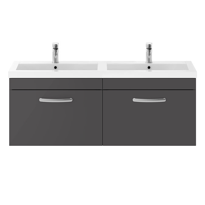 Brooklyn 1205mm Gloss Grey Wall Hung 2 Drawer Double Basin Vanity Unit additional Large Image