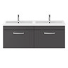 Brooklyn 1205mm Gloss Grey Wall Hung 2 Drawer Double Basin Vanity Unit  additional Large Image