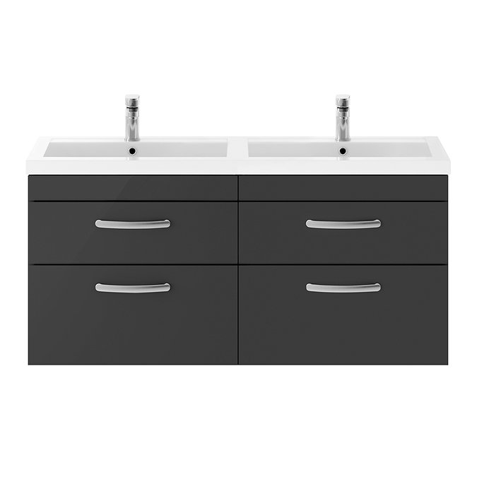 Brooklyn 1205mm Gloss Grey Wall Hung Double Basin Vanity Unit Profile Large Image