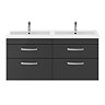 Brooklyn 1205mm Gloss Grey Wall Hung Double Basin Vanity Unit  Profile Large Image