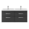 Brooklyn 1205mm Gloss Grey Wall Hung Double Basin Vanity Unit Profile Large Image