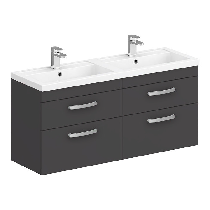 Brooklyn 1205mm Gloss Grey Wall Hung Double Basin Vanity Unit Large Image