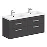 Brooklyn 1205mm Gloss Grey Wall Hung Double Basin Vanity Unit Large Image