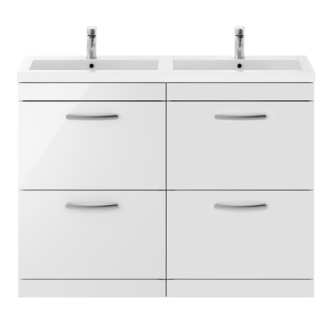 Brooklyn 1205mm Gloss White Double Basin 4 Drawer Vanity Unit  Standard Large Image