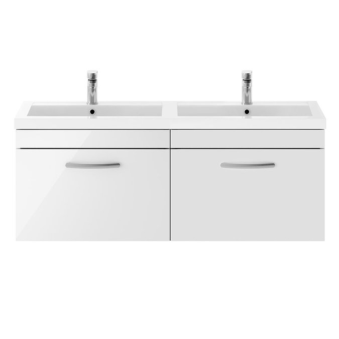 Brooklyn 1205mm Gloss White Wall Hung 2 Drawer Double Basin Vanity Unit  Standard Large Image