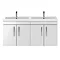 Brooklyn 1205mm Gloss White Wall Hung 4 Door Double Basin Vanity Unit Standard Large Image