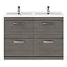 Brooklyn 1205mm Grey Avola Double Basin 4 Drawer Vanity Unit  Standard Large Image