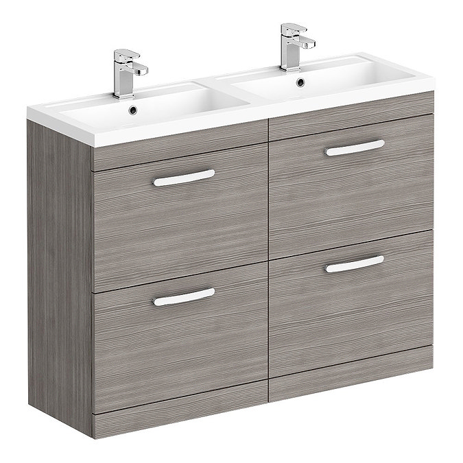 Brooklyn 1205mm Grey Avola Double Basin 4 Drawer Vanity Unit Large Image