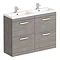 Brooklyn 1205mm Grey Avola Double Basin 4 Drawer Vanity Unit Large Image