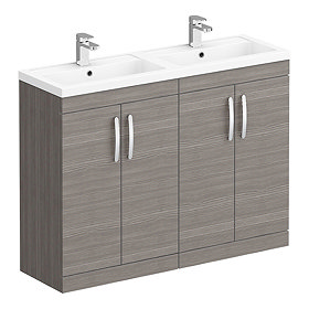 Brooklyn 1205mm Grey Avola Double Basin Vanity Unit Large Image