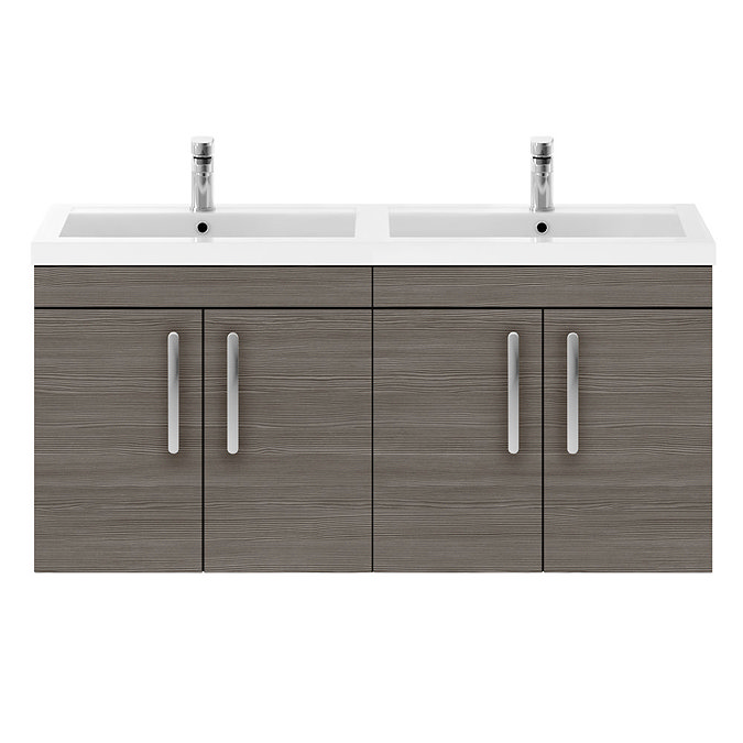 Brooklyn 1205mm Grey Avola Wall Hung 4 Door Double Basin Vanity Unit Standard Large Image