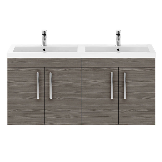 Brooklyn 1205mm Grey Avola Wall Hung 4 Door Double Basin Vanity Unit  Standard Large Image