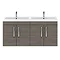 Brooklyn 1205mm Grey Avola Wall Hung 4 Door Double Basin Vanity Unit Standard Large Image