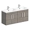 Brooklyn 1205mm Grey Avola Wall Hung 4 Door Double Basin Vanity Unit Large Image