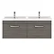 Brooklyn 1205mm Grey Avola Wall Hung 2 Drawer Double Basin Vanity Unit In Bathroom Large Image