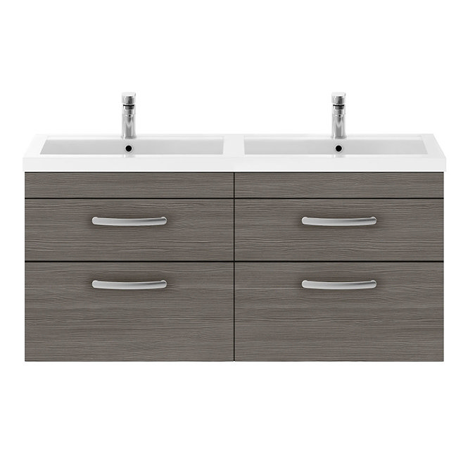 Brooklyn 1205mm Grey Avola Wall Hung Double Basin Vanity Unit  Profile Large Image