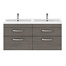 Brooklyn 1205mm Grey Avola Wall Hung Double Basin Vanity Unit  Profile Large Image