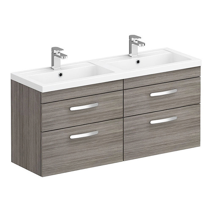 Brooklyn 1205mm Grey Avola Wall Hung Double Basin Vanity Unit Large Image