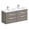 Brooklyn 1205mm Grey Avola Wall Hung Double Basin Vanity Unit Large Image