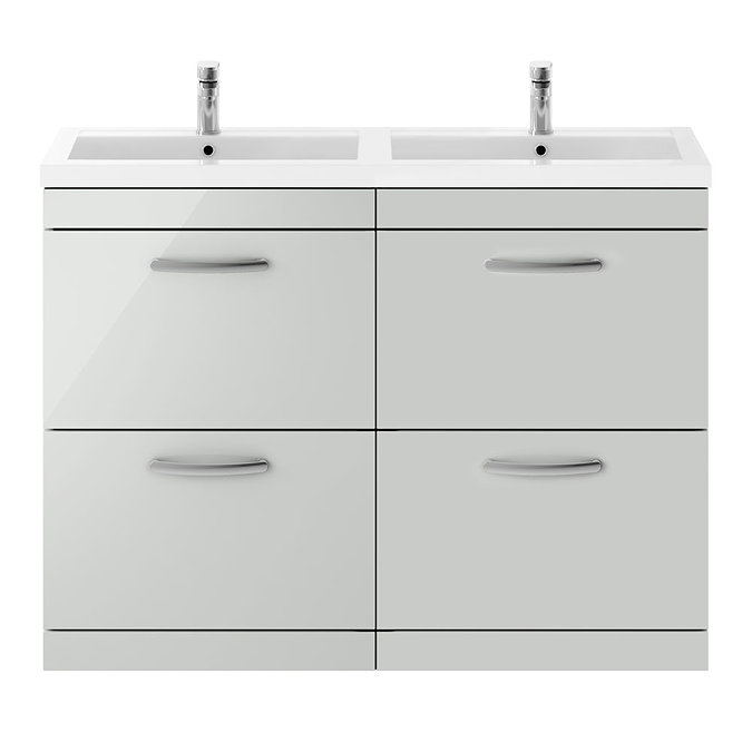 Brooklyn 1205mm Grey Mist Double Basin 4 Drawer Vanity Unit Standard Large Image
