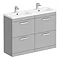 Brooklyn 1205mm Grey Mist Double Basin 4 Drawer Vanity Unit Large Image