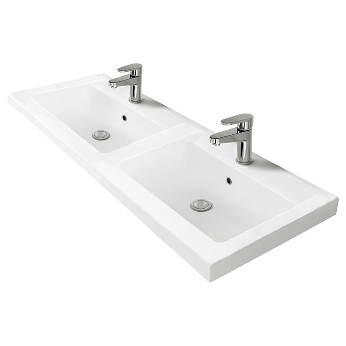 Brooklyn 1205mm Grey Mist Wall Hung 2 Drawer Double Basin Vanity Unit Profile Large Image