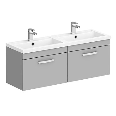Brooklyn 1205mm Grey Mist Wall Hung 2 Drawer Double Basin Vanity Unit  Profile Large Image