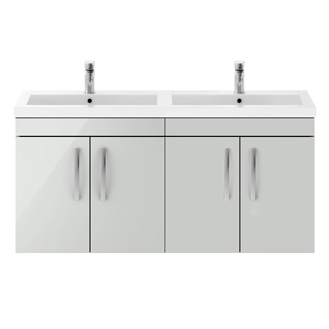 Brooklyn 1205mm Grey Mist Wall Hung 4 Door Double Basin Vanity Unit Standard Large Image