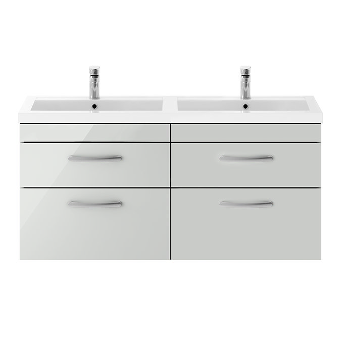 Brooklyn 1205mm Grey Mist Wall Hung 4 Drawer Double Basin Vanity Unit  In Bathroom Large Image