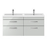 Brooklyn 1205mm Grey Mist Wall Hung 4 Drawer Double Basin Vanity Unit  In Bathroom Large Image