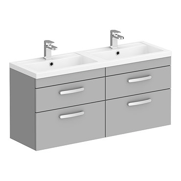 Brooklyn 1205mm Grey Mist Wall Hung 4 Drawer Double Basin Vanity Unit  Profile Large Image