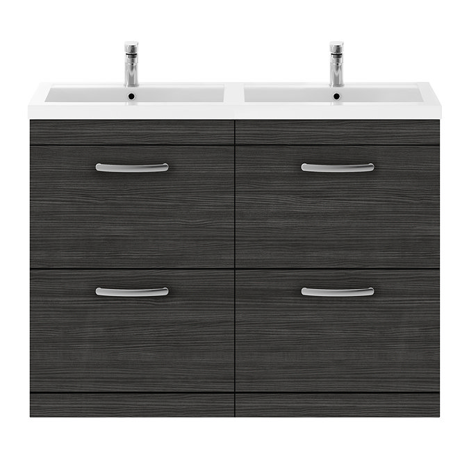 Brooklyn 1205mm Hacienda Black Double Basin 4 Drawer Vanity Unit In Bathroom Large Image