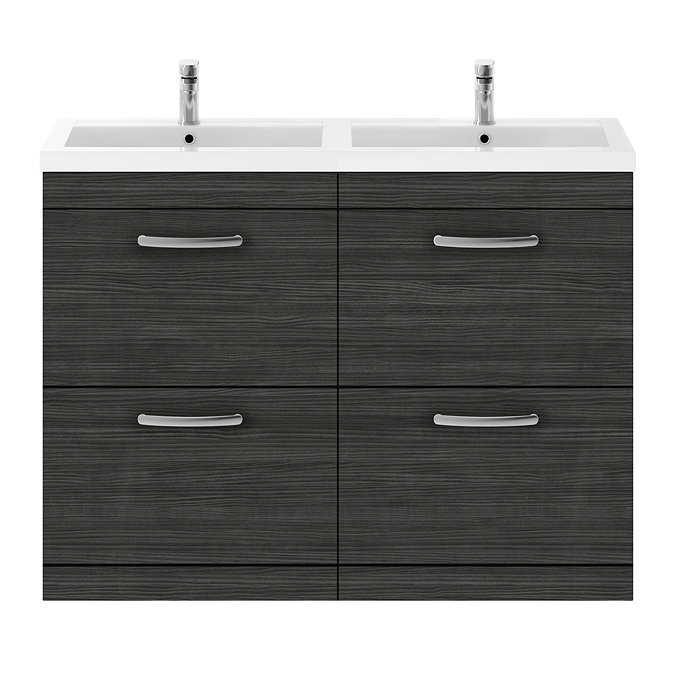 Brooklyn 1205mm Hacienda Black Double Basin 4 Drawer Vanity Unit  In Bathroom Large Image