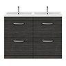 Brooklyn 1205mm Hacienda Black Double Basin 4 Drawer Vanity Unit  In Bathroom Large Image