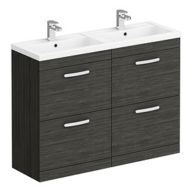 Brooklyn 1205mm Hacienda Black Double Basin 4 Drawer Vanity Unit Large Image