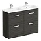 Brooklyn 1205mm Hacienda Black Double Basin 4 Drawer Vanity Unit Large Image