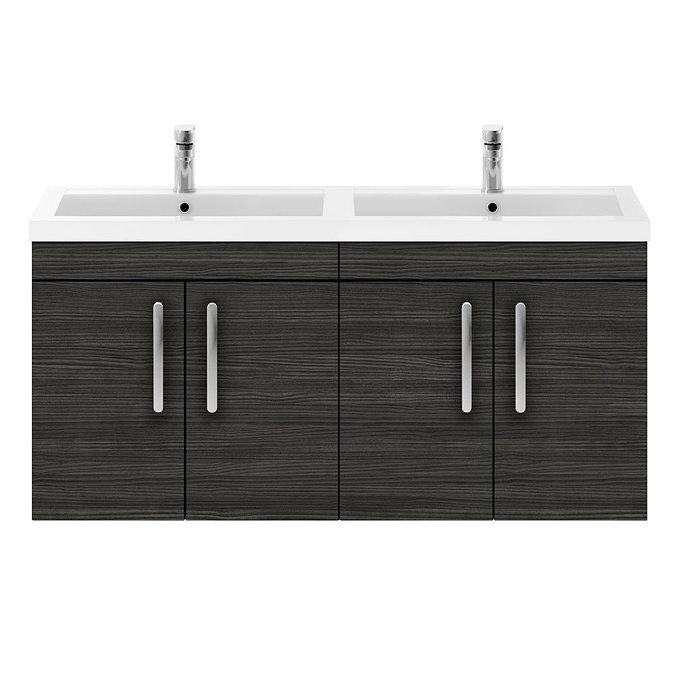 Brooklyn 1205mm Hacienda Black Wall Hung 4 Door Double Basin Vanity Unit Standard Large Image