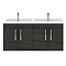 Brooklyn 1205mm Hacienda Black Wall Hung 4 Door Double Basin Vanity Unit Standard Large Image