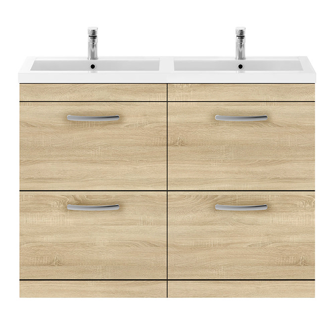 Brooklyn 1205mm Natural Oak Double Basin 4 Drawer Vanity Unit Profile Large Image