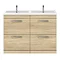 Brooklyn 1205mm Natural Oak Double Basin 4 Drawer Vanity Unit Profile Large Image